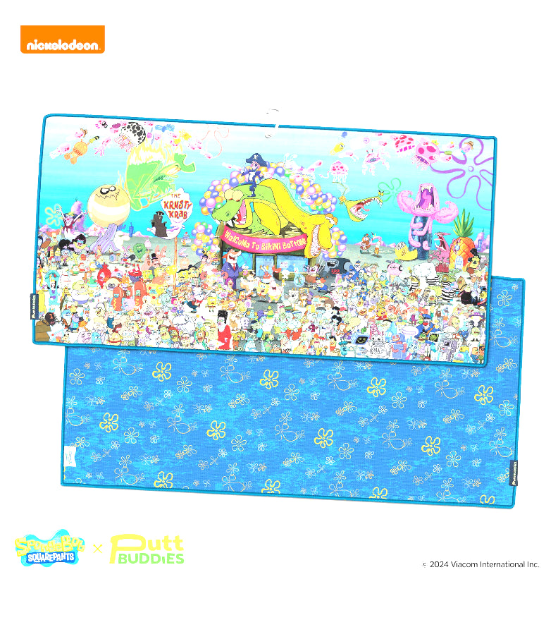 Bikini Bottom Buddies XL Caddy Golf Towel double Sided Microfiber + Waffle Towel - 22" x 42"