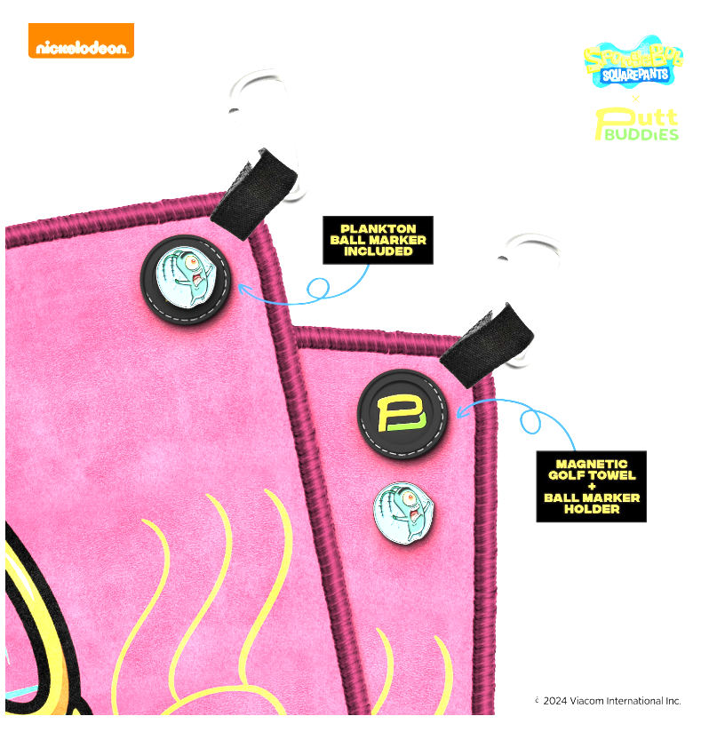 [Magnetic] 'Krusty Patrick' Golf Towel w/ Attachable Plankton Ball Marker