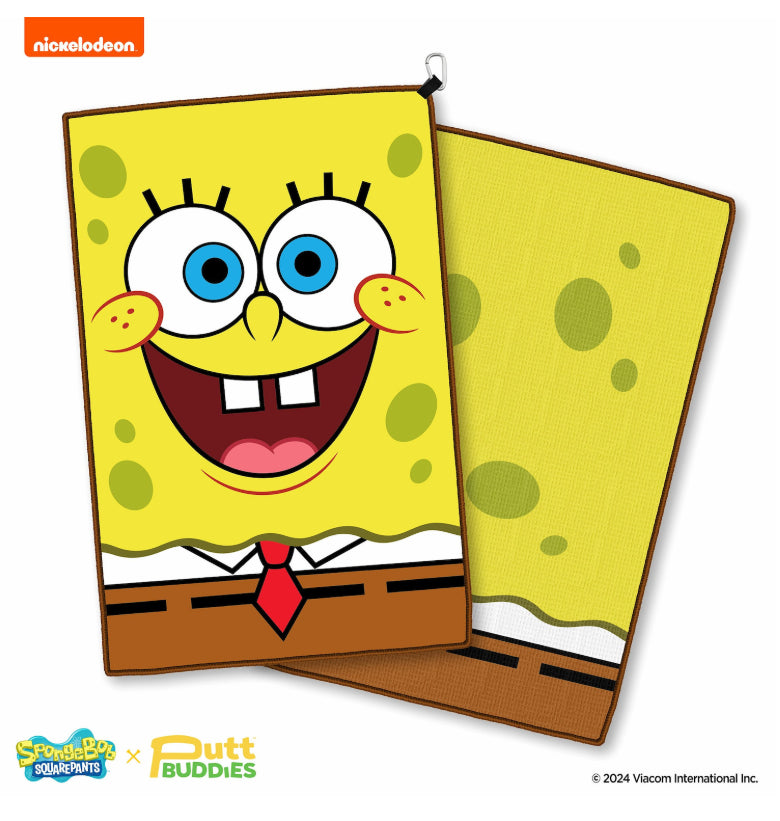 SpongeBob SquarePants Double Sided Golf Towel w/ bonus Plankton Ball Marker